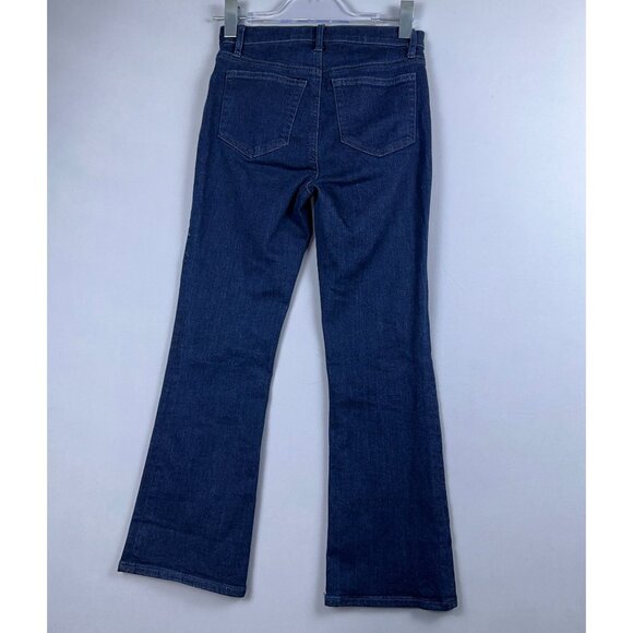 Loft The Kick Crop Jeans Womens Size 24/00 Pintuck Mid Rise Dark Wash Blue - Picture 2 of 13